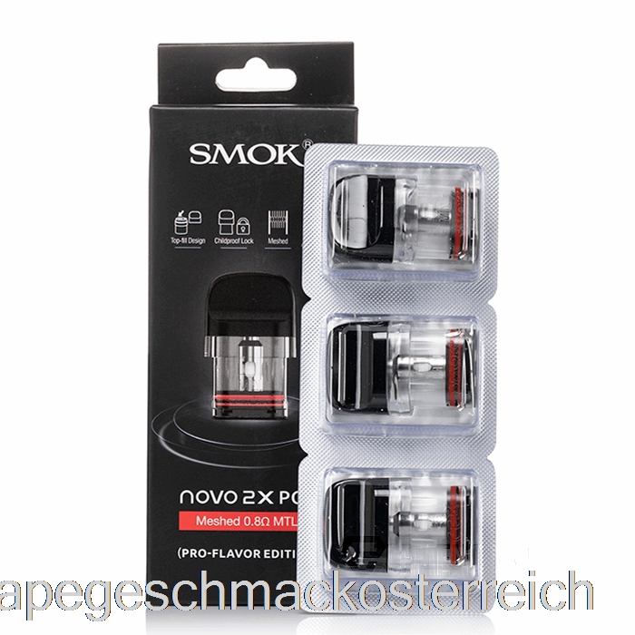 Smok Novo 2x Ersatz-Pods 0,8 Ohm Meshed MTL Pods Vape-Geschmack